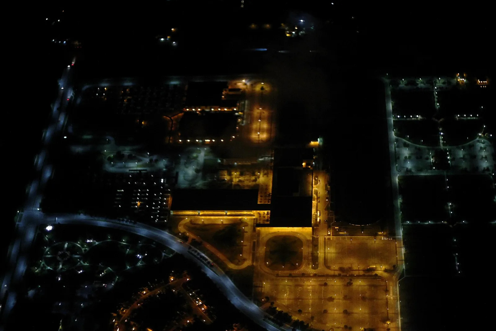 Cypress Bay High School and Falcon Cove Middle School in Weston, lit up at night; Western played at Cypress Bay on Sept. 25.