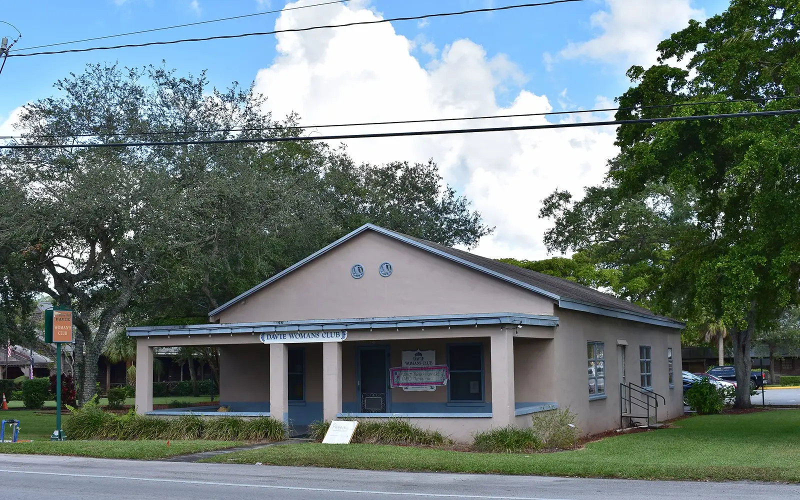 The Davie Woman's Club meeting hall, built in 1947 and listed on the National Register of Historic Places.