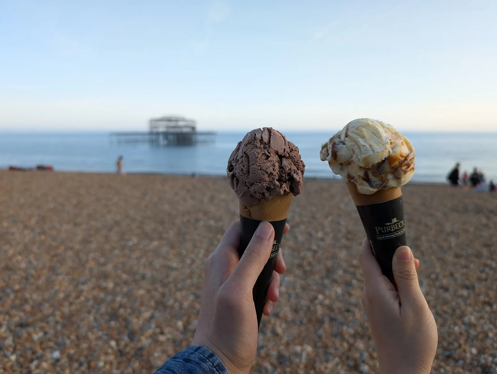 Two ice cream cones. The photo was not taken in Davie.