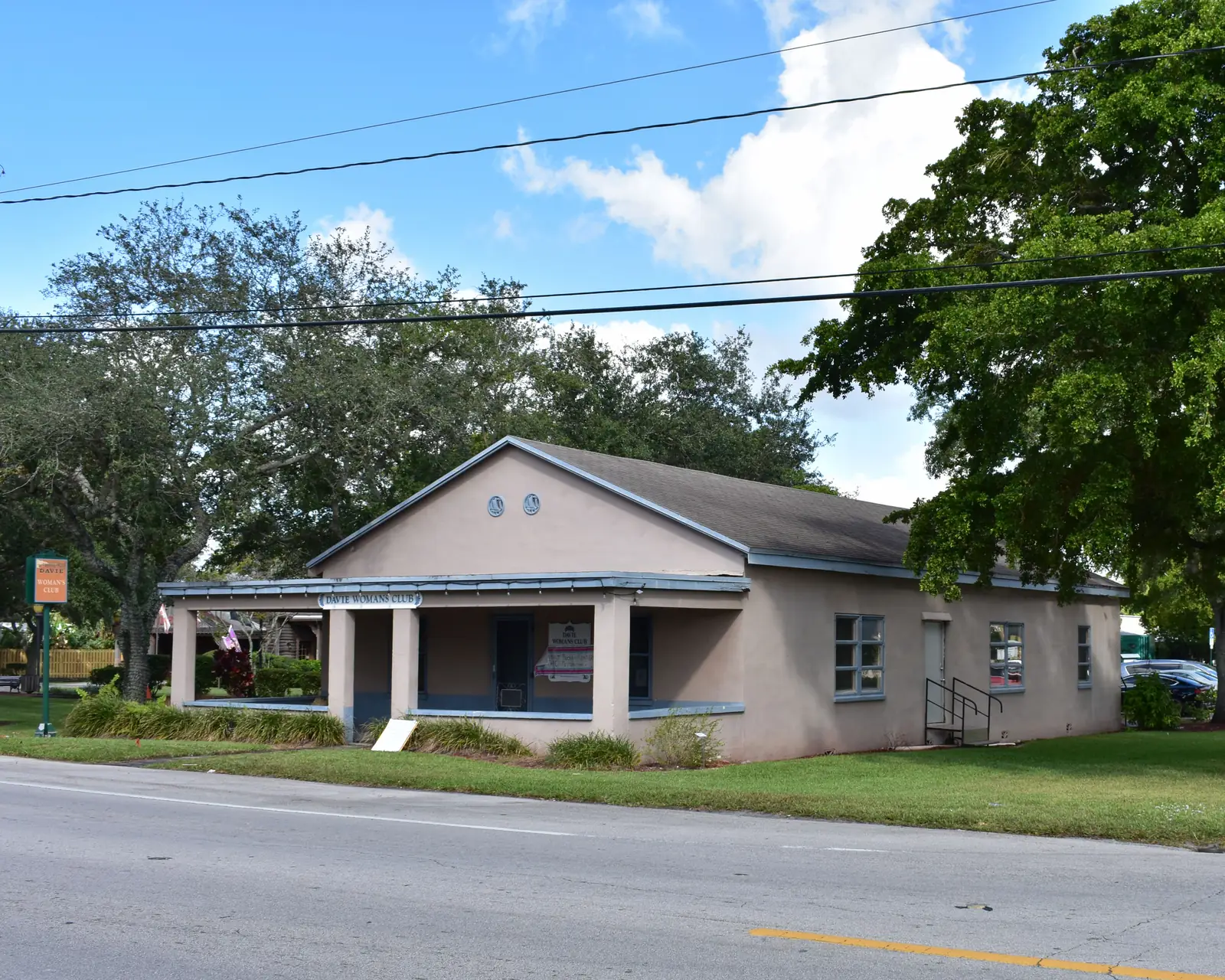 The Davie Woman's Club building, built in 1947 and listed on the National Register of Historic Places, in Davie's old town center.