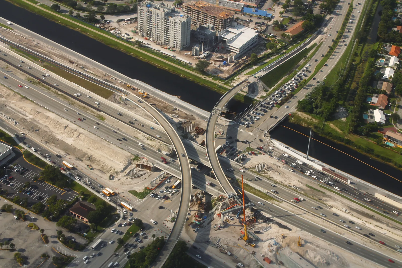 I-595 at University Drive, the northeast corner of Davie's State Road 84 corridor, during the highway's rebuild in September 2012.