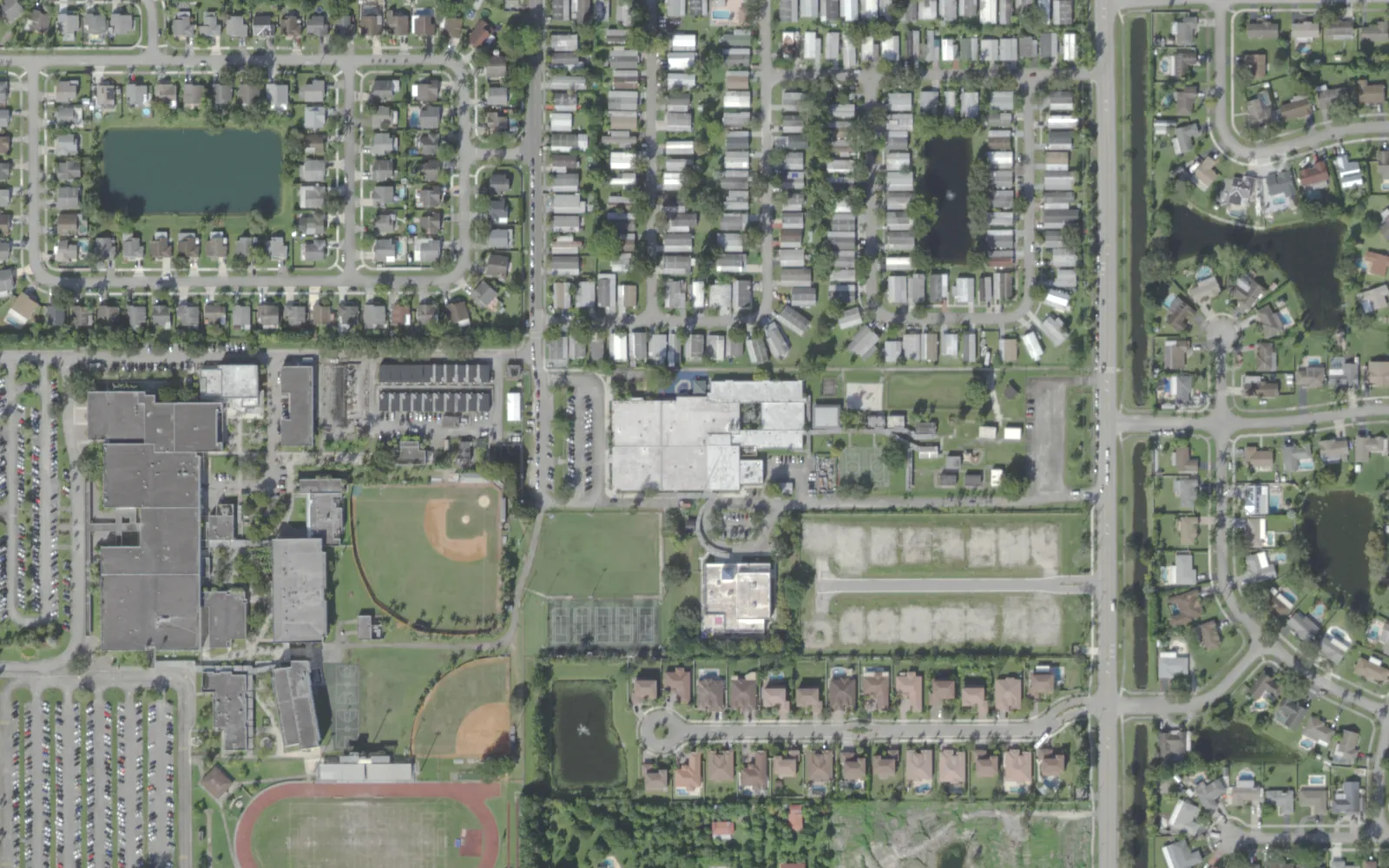 Flamingo Elementary School's campus on SW 133rd Avenue in Davie, seen from the air