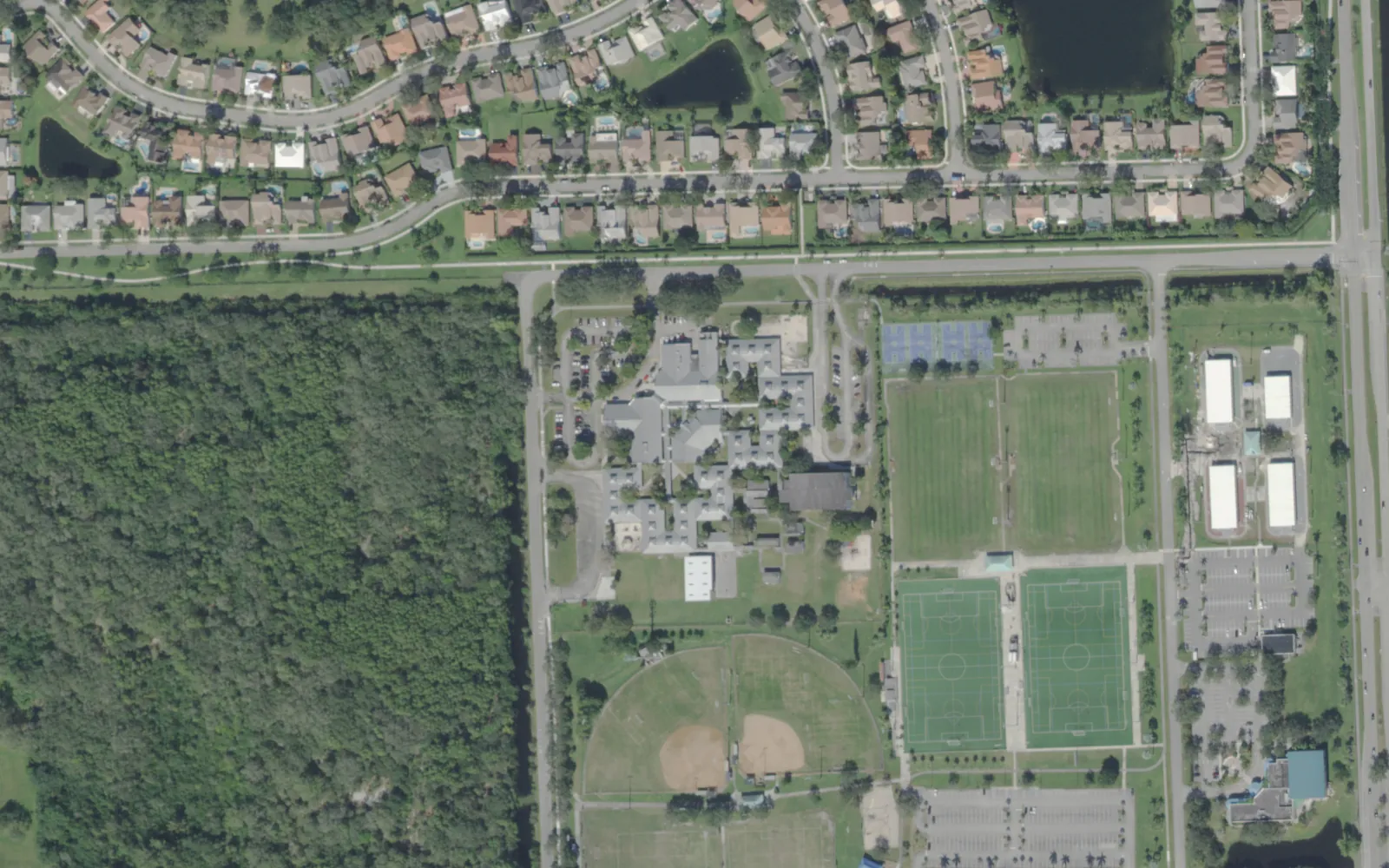 Silver Ridge Elementary School's campus on SW 36th Street in Davie, seen from the air